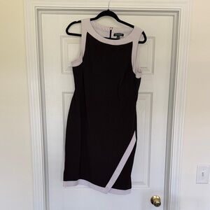 Lauren Ralph Lauren Black and Light Pink Colorblock Sleeveless Sheath Dress